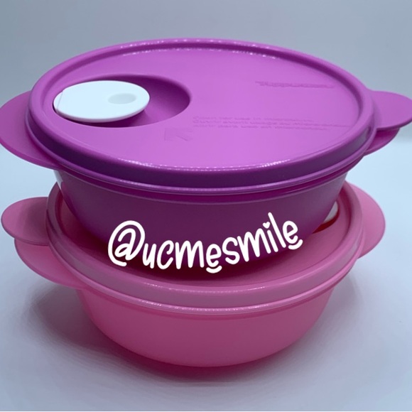 Tupperware Pink/Purple Crystal-wave Microwave-Safe Lunch Bowls - Picture 3 of 6